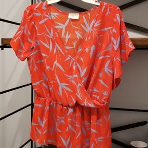 Flutter Short-sleeved Peplum Blouse